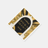 黒エレガントと金ゴールドのアールデコアーチウェ結婚イ スタンダードカクテルナプキン (角)