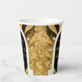 黒エレガントと金ゴールドのアールデコアーチウェ結婚イ 紙コップ (左)