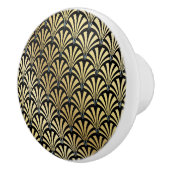 黒エレガントと金ゴールドのアールデコ引き出しノブ – SRF セラミックノブ (右)