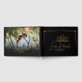 黒エレガントと金ゴールドのアールデコ結婚 ゲストブック (全面)