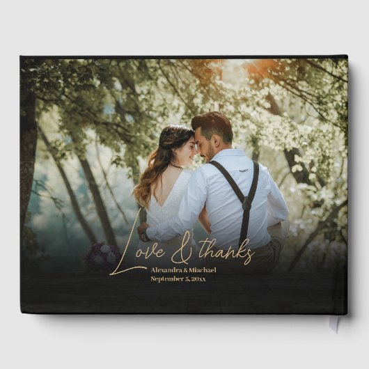 黒エレガントと金ゴールドのアールデコ結婚 ゲストブック (裏面)