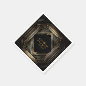 黒エレガントと金ゴールドのアールデコ結婚 スタンダードカクテルナプキン (角)