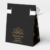 黒エレガントと金ゴールドのアールデコ結婚 フェイバーボックス (裏面サイド)