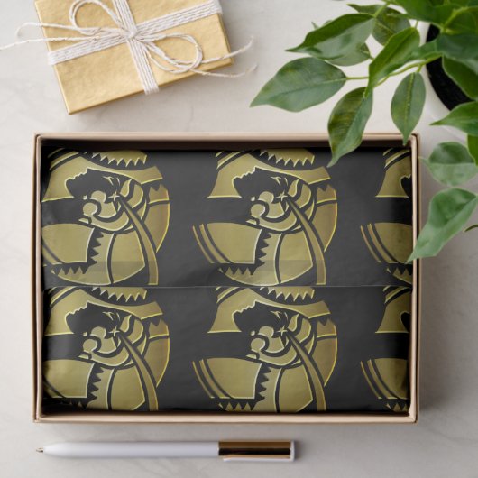 黒エレガントと金ゴールドのアールデコ 薄葉紙 (ギフト)