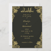 黒エレガントと金ゴールドのイ結婚スラームのInvitati 招待状 (正面)
