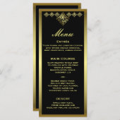 黒エレガントと金ゴールドのウェディングレセプションメニュー メニュー (正面/裏面)