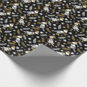 黒エレガントと金ゴールドのウッドランド ラッピングペーパー (角)