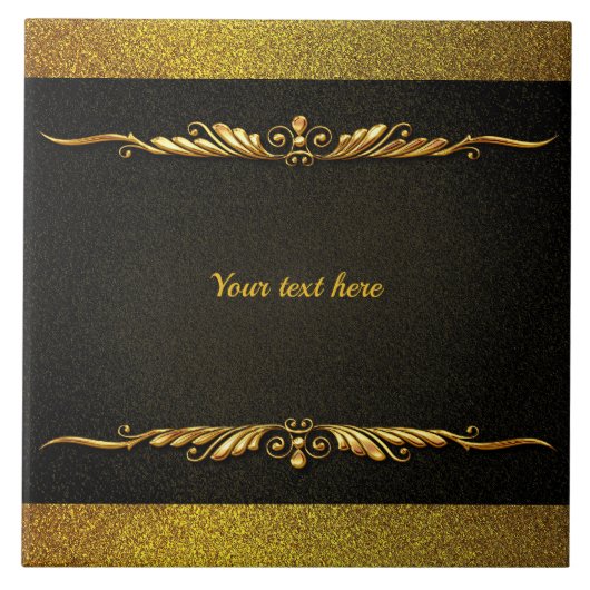 黒エレガントと金ゴールドのカスタマイズテンプレート タイル (正面)