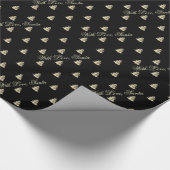 黒エレガントと金ゴールドのクリスマスツリーパターン ラッピングペーパー (角)