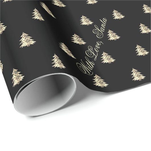 黒エレガントと金ゴールドのクリスマスツリーパターン ラッピングペーパー (ロールコーナー)