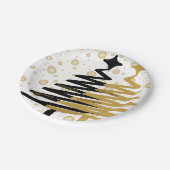 黒エレガントと金ゴールドのクリスマスツリー ペーパープレート (アングル)