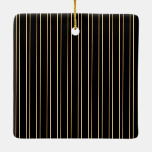 黒エレガントと金ゴールドのクリスマスフォト セラミックオーナメント (裏面)