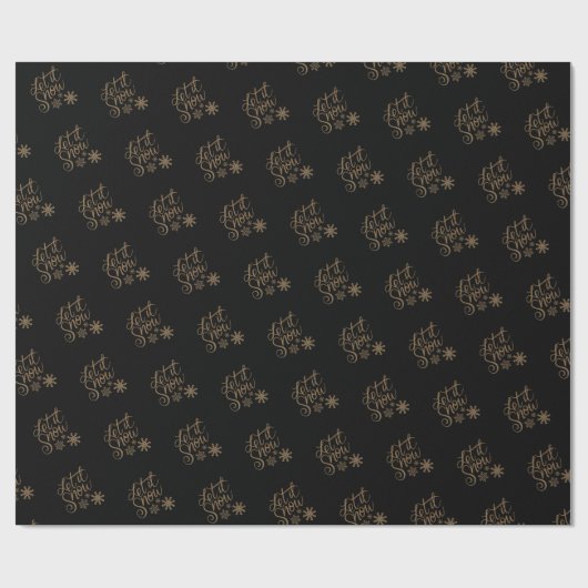 黒エレガントと金ゴールドのクリスマス ラッピングペーパー (フラット)