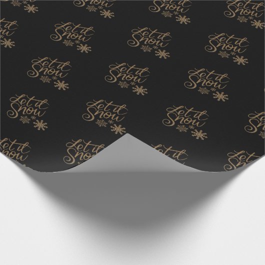 黒エレガントと金ゴールドのクリスマス ラッピングペーパー (角)