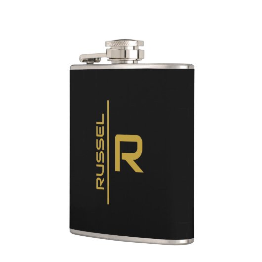 黒エレガントと金ゴールドのグパーソナライズされたロームズ フラスク (左)