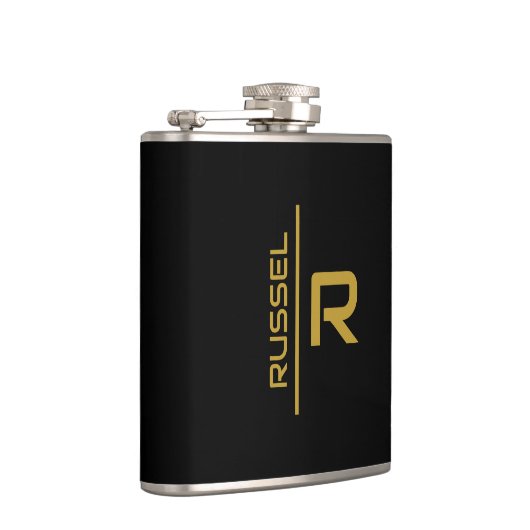 黒エレガントと金ゴールドのグパーソナライズされたロームズ フラスク (右)