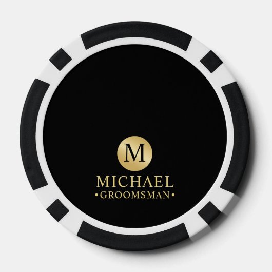 黒エレガントと金ゴールドのグパーソナライズされたロームズ ポーカーチップ (裏面)