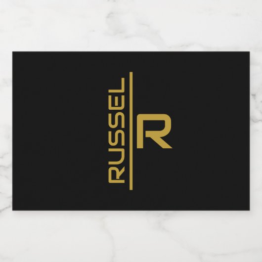 黒エレガントと金ゴールドのグパーソナライズされたロームズ リキュールボトルラベル (シングルラベル)