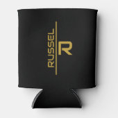 黒エレガントと金ゴールドのグパーソナライズされたロームズ 缶クーラー (正面)