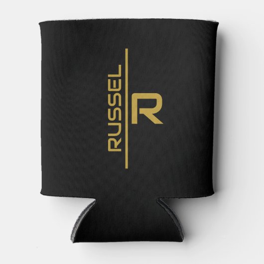 黒エレガントと金ゴールドのグパーソナライズされたロームズ 缶クーラー (正面)