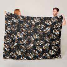 黒エレガントと金ゴールドのグリッター葉パターン