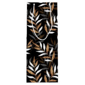 黒エレガントと金ゴールドのグリッター葉パターン ワインギフトバッグ (裏面)