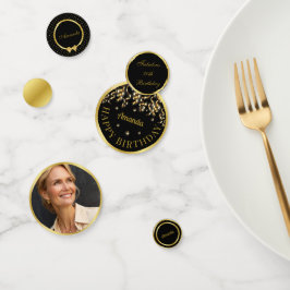 黒エレガントと金ゴールドのサプライズ誕生日パーティー コンフェッティ