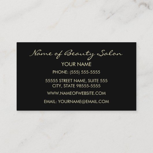 黒エレガントと金ゴールドのサロン 名刺 (裏面)