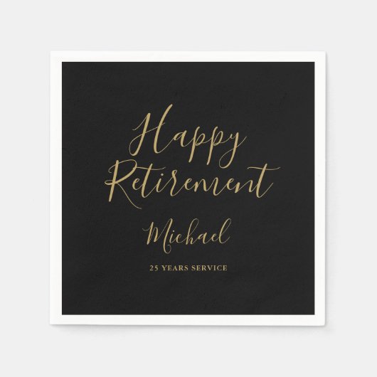 黒エレガントと金ゴールドのスクリプトの削除パーティー スタンダードカクテルナプキン (正面)