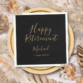 黒エレガントと金ゴールドのスクリプトの削除パーティー スタンダードカクテルナプキン