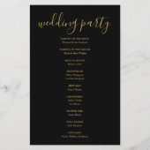 黒エレガントと金ゴールドのスクリプト結婚式 プログラム (裏面)