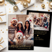 黒エレガントと金ゴールドのスクリプト2写真クリスマス シーズンカード