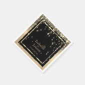 黒エレガントと金ゴールドのスタラ結婚イト スタンダードカクテルナプキン (角)