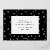 黒エレガントと金ゴールドのスノーフレーク非写真 箔シーズンカード (裏面)
