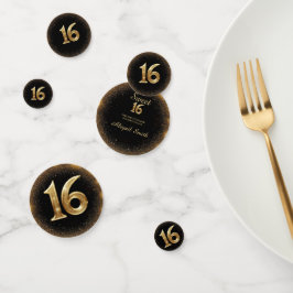 黒エレガントと金ゴールドのスパークルテーブル紙吹雪 コンフェッティ