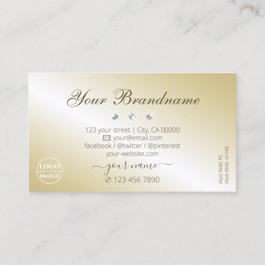 黒エレガントと金ゴールドのダイヤきらめくンのロゴ追加 名刺 (裏面)