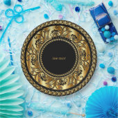 黒エレガントと金ゴールドのテンプレート ペーパープレート (パーティー)