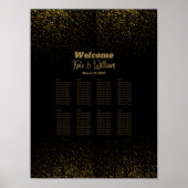 黒エレガントと金ゴールドのテーブルの座席配置 ポスター (正面)