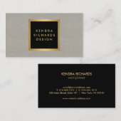 黒エレガントと金ゴールドのデザイナーのリネン効果 名刺 (正面/裏面)
