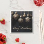 黒エレガントと金ゴールドのデザインクリスマスオーナメント スタンダードカクテルナプキン (インサイチュ)