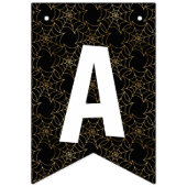 黒エレガントと金ゴールドのハローウィンパーティ バンティングフラッグ (第2の旗)