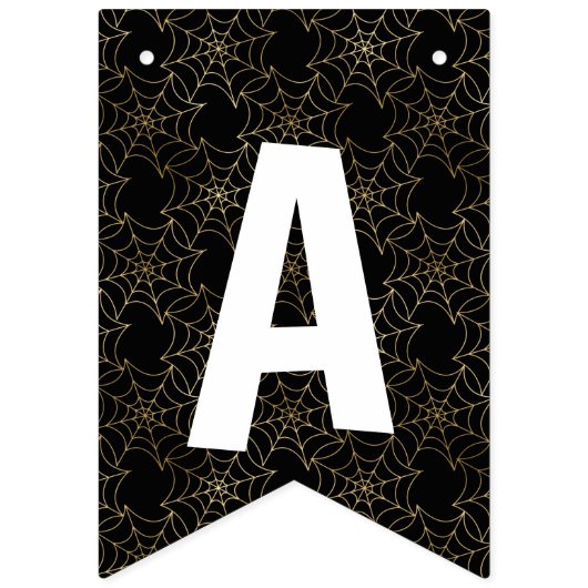 黒エレガントと金ゴールドのハローウィンパーティ バンティングフラッグ (第2の旗)