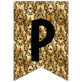 黒エレガントと金ゴールドのハローウィンパーティ バンティングフラッグ (第3の旗)