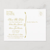 黒エレガントと金ゴールドのハートが栄える日付を保存 案内ポストカード (裏面)