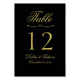 黒エレガントと金ゴールドのハートが栄え結婚る テーブルナンバー