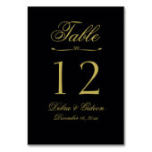 黒エレガントと金ゴールドのハートが栄え結婚る テーブルナンバー (正面)