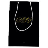 黒エレガントと金ゴールドのハートが花開く ミディアムペーパーバッグ (裏面)