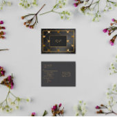 黒エレガントと金ゴールドのハートRSVP インビテーションポストカード