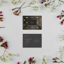 黒エレガントと金ゴールドのハートRSVP