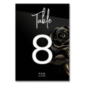 黒エレガントと金ゴールドのバラ表の番号 テーブルナンバー (裏面)